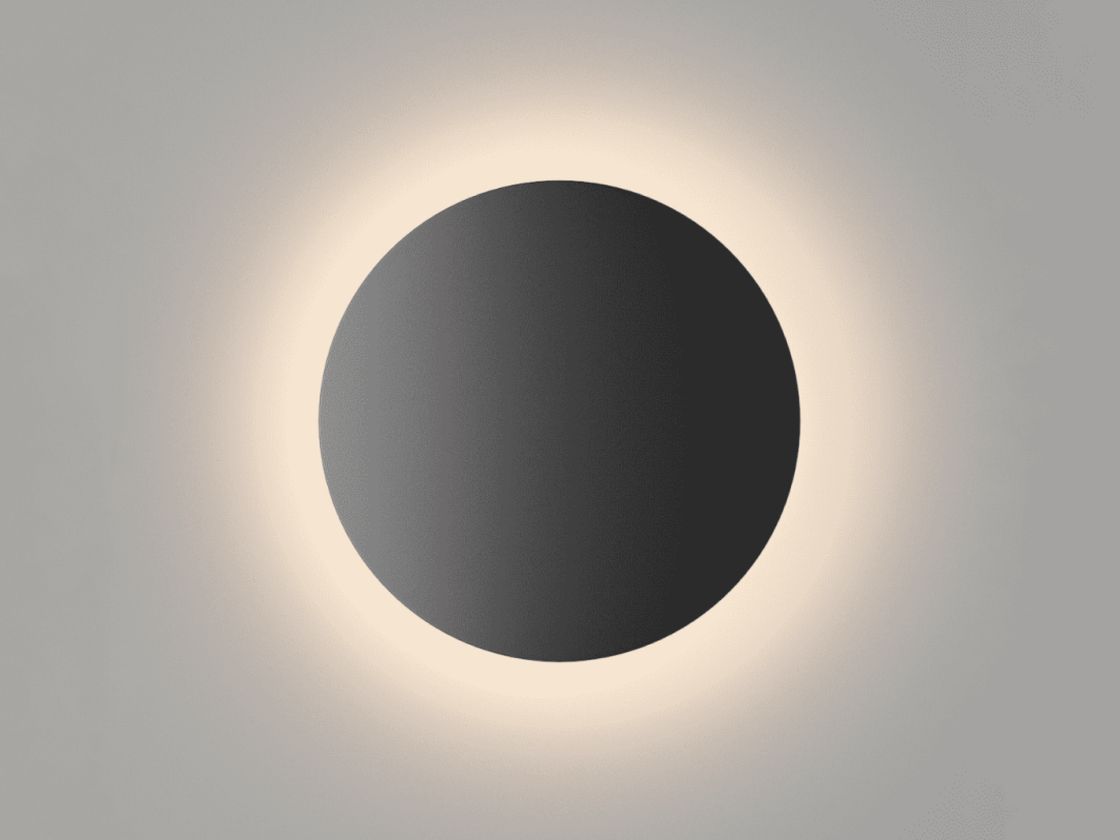 Черный круглый настенный светильник с мягкой подсветкой