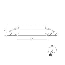 Чертеж встройки светильника, диаметр 90 и 82