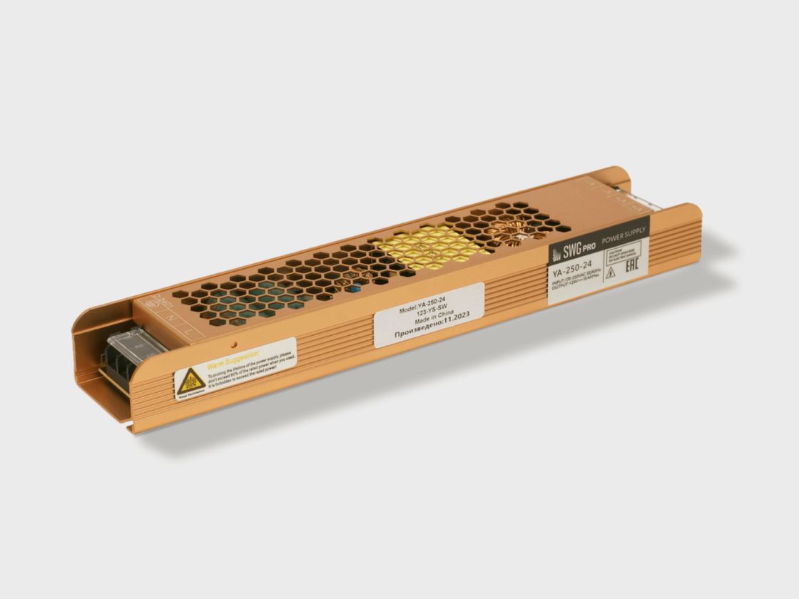 Открытый блок питания YA-250-24, металлический корпус, вид под углом