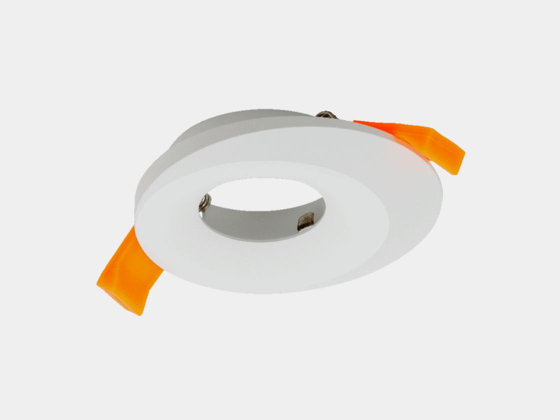 Встраиваемая рамка MR16 белая, боковой ракурс с пружинами