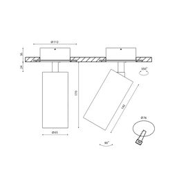 Чертёж крепления M1 VILLY с размерами и углами