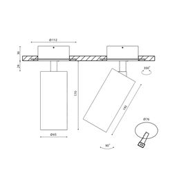 Чертеж крепления M1 Villy, размеры и углы поворота