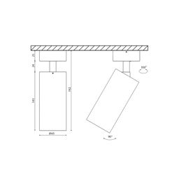 Чертеж накладного светильника с поворотом 350°
