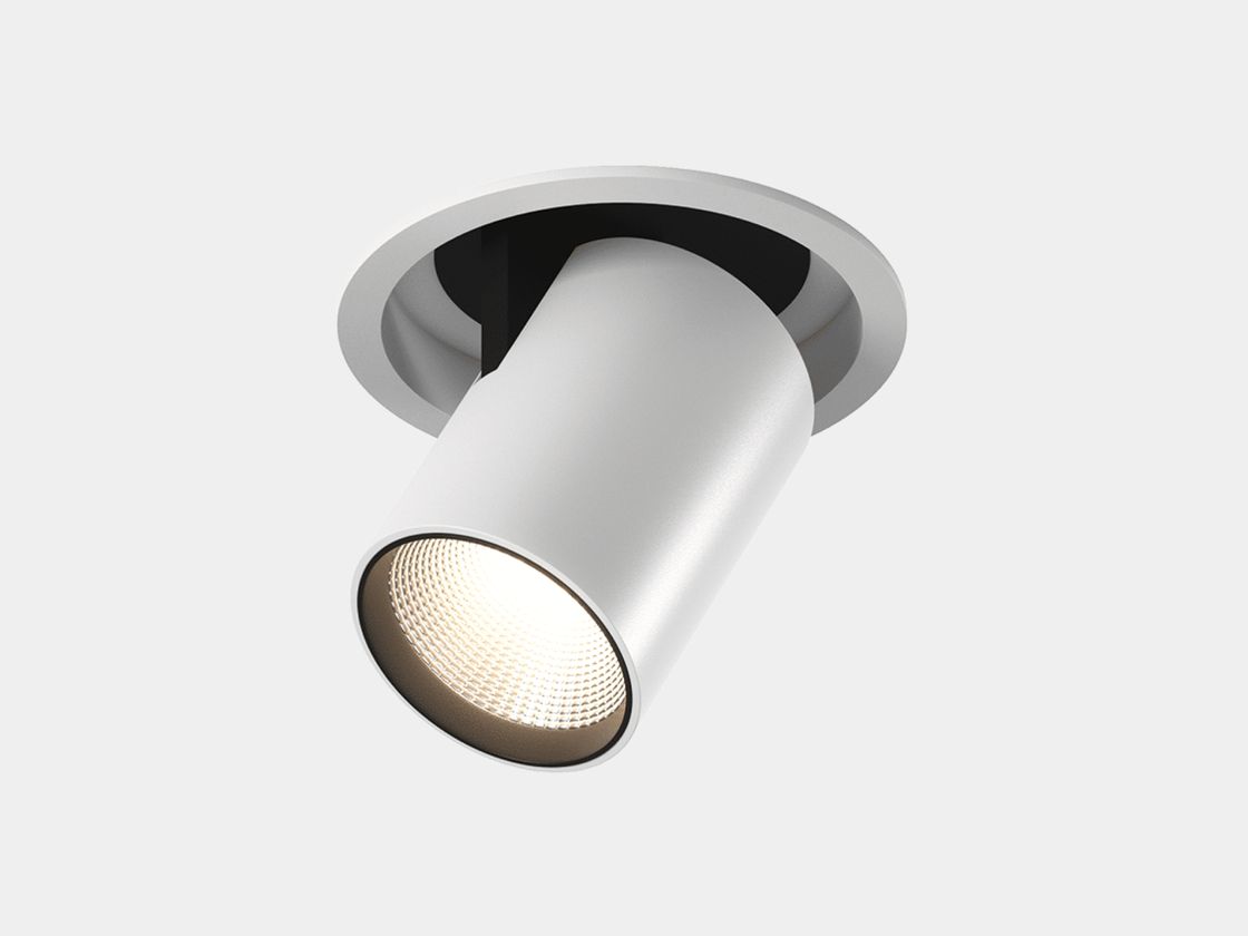 Встраиваемый поворотный светильник, цилиндрический модуль, белая рамка