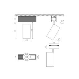 Светильник для трека SY черный, 20 Вт, 4000K, SY-601202-BL-20-NW