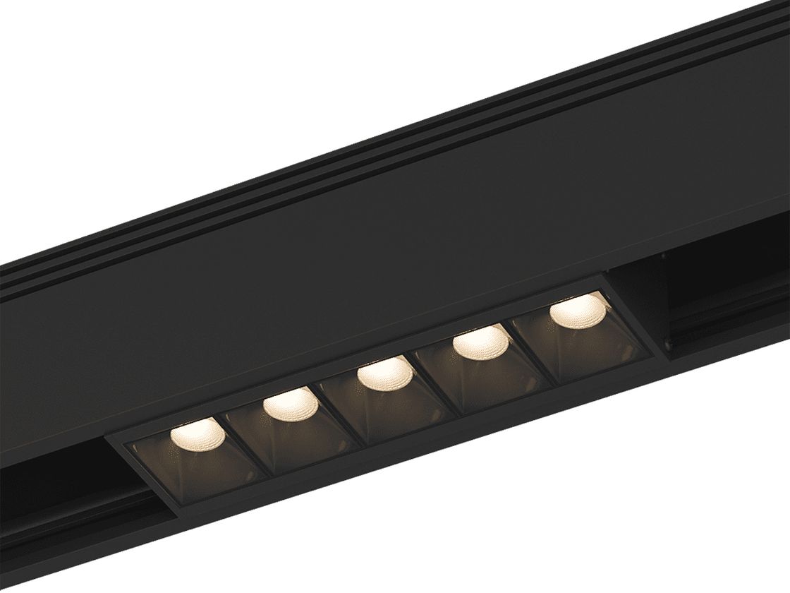 Светильник SY установлен в треке, черный корпус