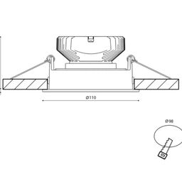 Чертеж корпуса светильника, размеры и монтажное отверстие