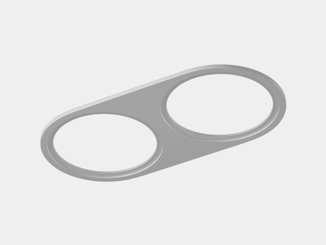 Двойная круглая рамка COMBO, белый алюминий, вид сверху