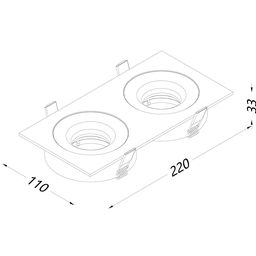 Корпус светильника потолочный встраиваемый  наклонно-поворотный, COMBO-2S2-WH, Белый, IP20, COMBO-2S2-WH
