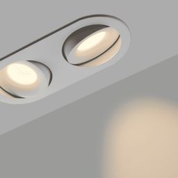 Встроенный двойной круглый светильник, вид снизу