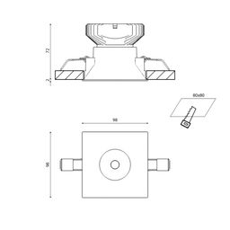 Чертеж корпуса COMBO-34-WH с монтажными размерами