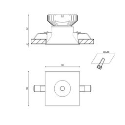 Чертеж корпуса COMBO-34-BL с размерами и монтажом