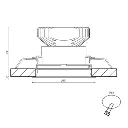 Чертёж встройки корпуса COMBO, размеры и отверстие