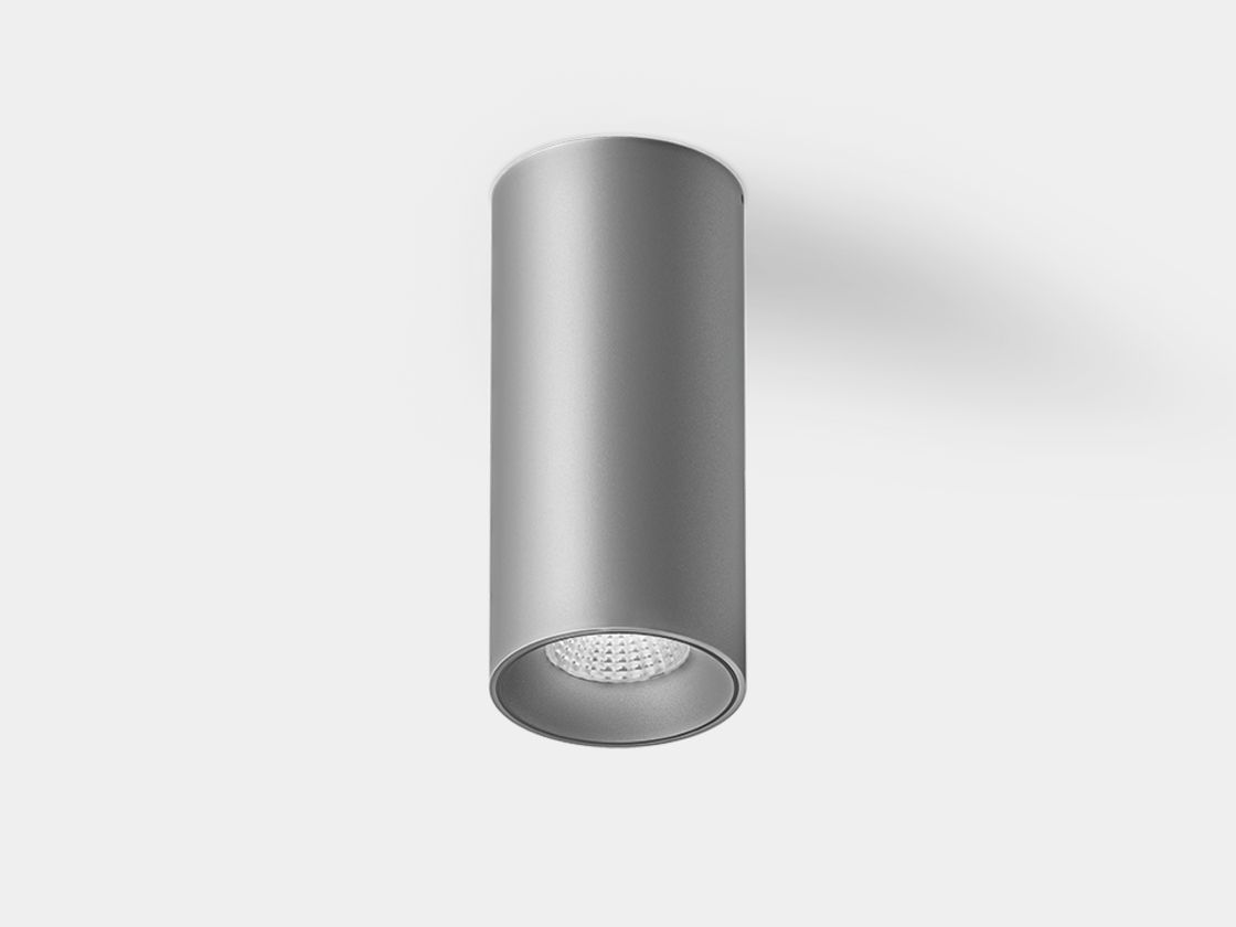 Накладной цилиндрический светильник Villy, серебристый корпус, вид снизу
