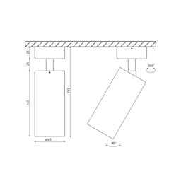 Чертёж светильника Villy с поворотом крепления M3