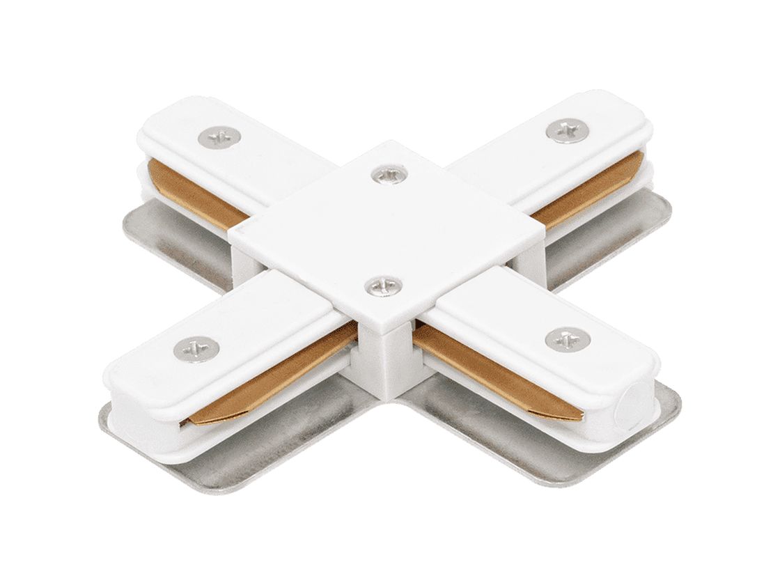 Белый X-коннектор трековой системы, вид снизу