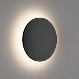 Круглый настенный светильник черный, теплое свечение вокруг