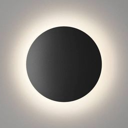 Круглый настенный светильник черный, фронтальный вид, ореол