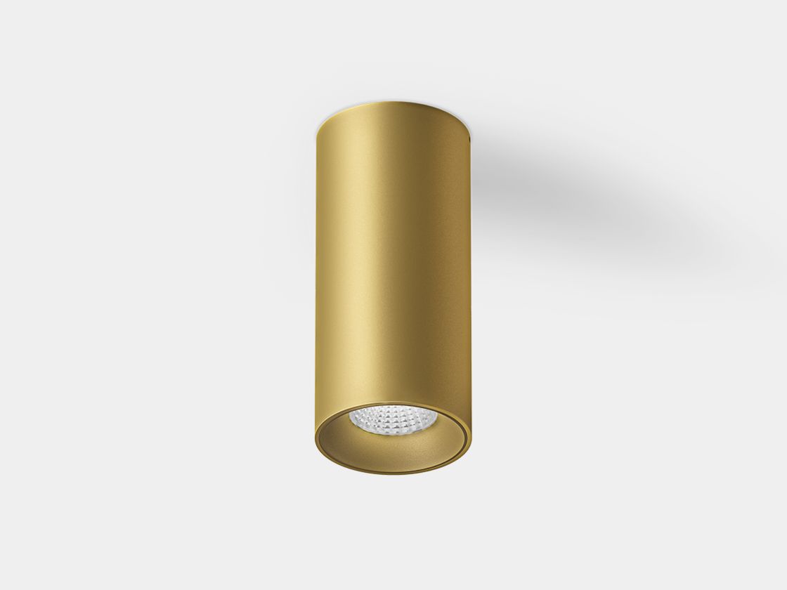 Накладной цилиндрический светильник матовое золото, вид снизу