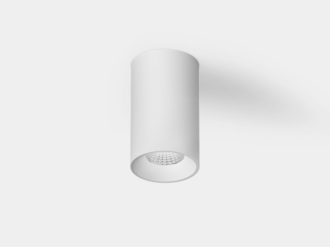 Белый накладной светильник цилиндрический, вид снизу, Villy SHORT