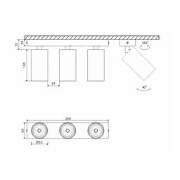Крепление сменное М13 для светильников MINI VILLY, поворотное накладное тройное, цвет Черный, MINI-VL-M13-BL