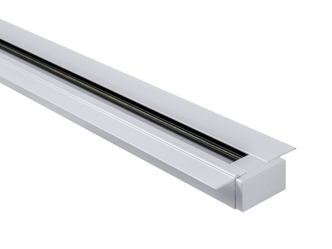 Встраиваемый белый шинопровод, общий вид под углом