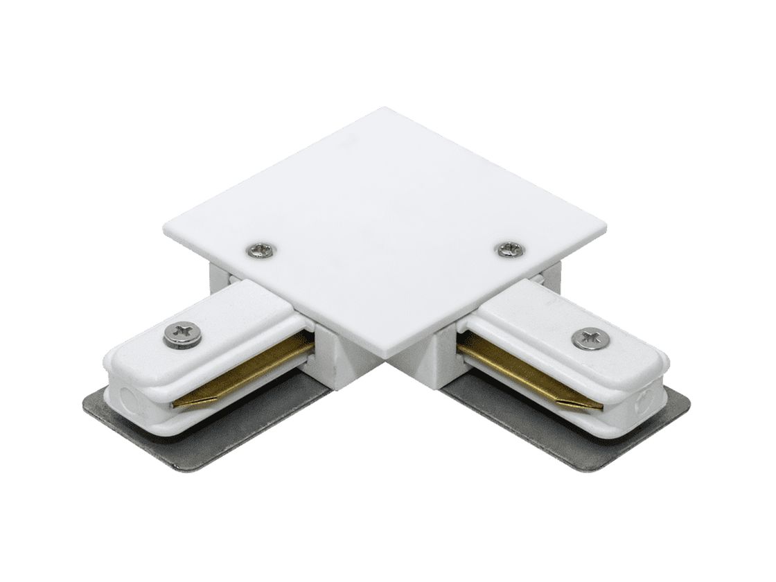 Белый L коннектор встраиваемого трека, вид сверху