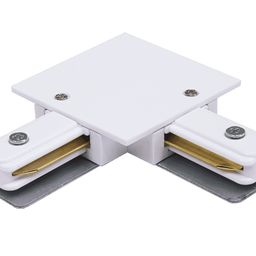 Белый угловой коннектор встраиваемого трека, перспективный вид