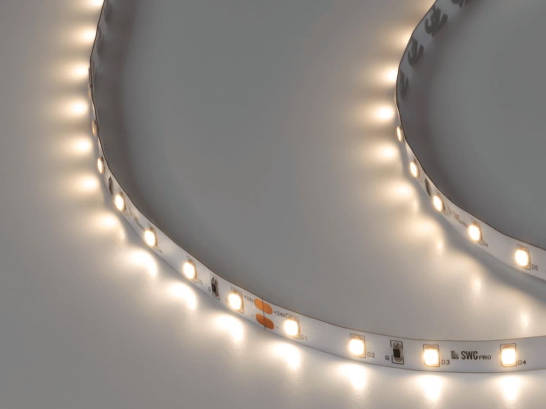 Светодиодная лента SWG PRO 2835, 60 LED/м, 4,8 Вт/м, 24В , IP20, Цвет: Нейтральный белый, SWG2P60-24-4.8-NW