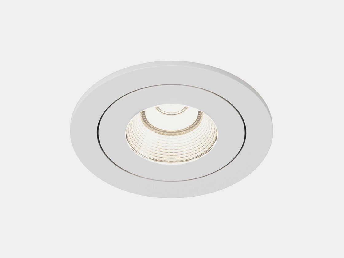 Встраиваемый светильник белый, круглая рамка, фронтальный вид