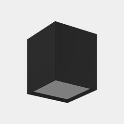 Черный накладной светильник куб, фронтальный ракурс
