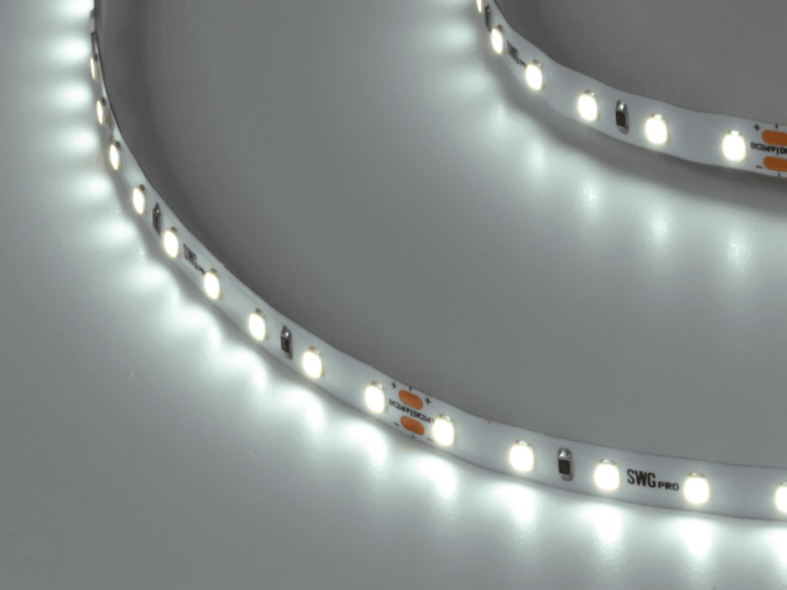 Светодиодная лента SWG PRO 2835, 84 LED/м, 8,6 Вт/м, 24В , IP20, Цвет: Холодный белый, SWG2P84-24-8.6-W
