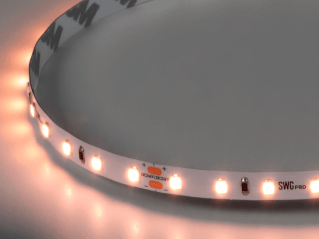 Светодиодная лента SWG PRO 2835, 84 LED/м, 8,6 Вт/м, 24В , IP20, Цвет: Теплый белый, SWG2P84-24-8.6-WW