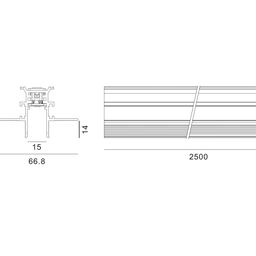Трек магнитный встраиваемый с проводами серии SY MINI, 48В, Черный, SY-mini-TR-RC-001293-48-2.5