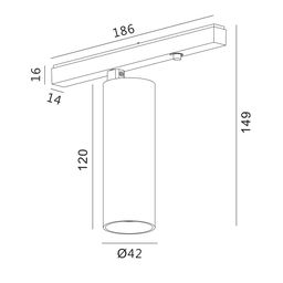 Светильник для низковольтного трека SY mini 11.6 Вт, SY-mini-522015E-11.6-48-BL-WW