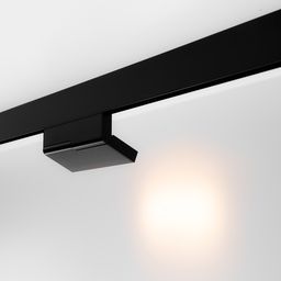 Черный магнитный светильник на треке, общий вид