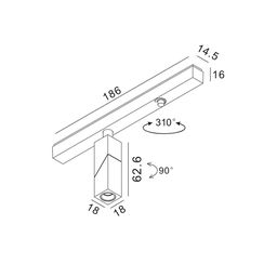 Светильник для низковольтного трека SY mini 1.2 Вт, SY-mini-523517-1.2-48-BL-WW