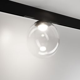 Светильник-шар на магнитном треке, ракурс сбоку