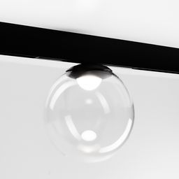 Светильник-шар на треке, ракурс снизу сбоку
