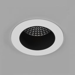 Встраиваемый светильник черно-белый, вид спереди в потолке