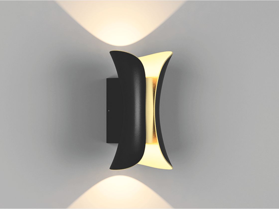 Настенное бра GW черный с золотой вставкой, свет вверх-вниз