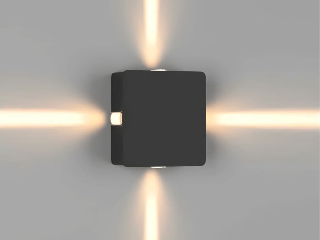 Черное настенное бра куб, свет вверх и вниз