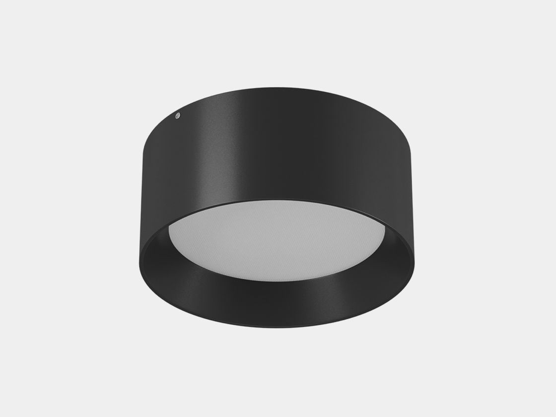 Накладной светодиодный светильник черный цилиндр, вид сбоку