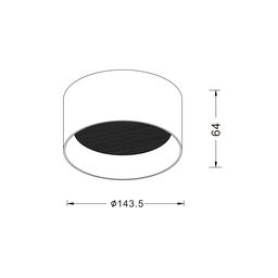 Светильник светодиодный потолочный накладной , серия BQ, Черный, 20Вт, IP20, Теплый белый (3000К), BQ-SF20-BL-WW