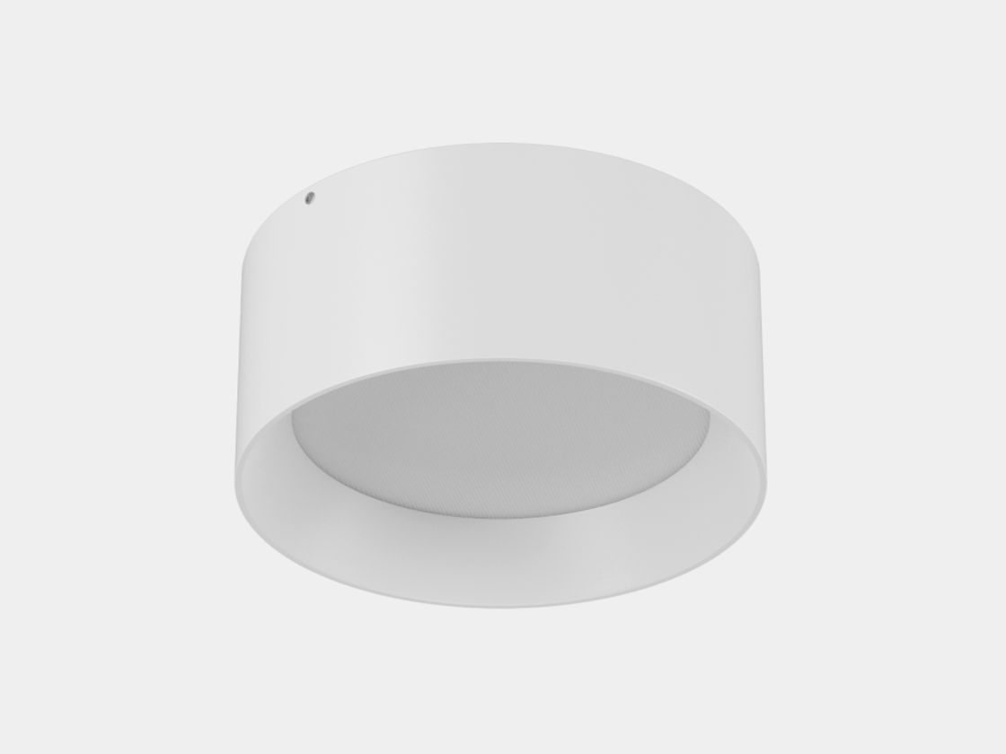 Накладной цилиндрический светильник белый, вид снизу