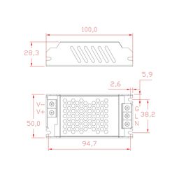 Блок питания для светодиодной ленты LUX компактный, 12В, 60Вт, IP20, T-60-12-LUX