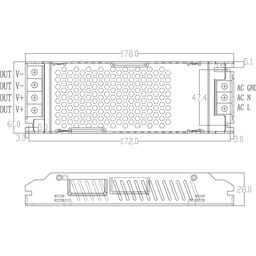 Блок питания для светодиодной ленты LUX компактный, 12В, 200Вт, IP20, T-200-12-LUX