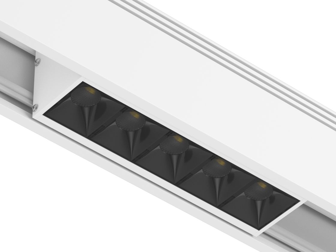 Белый трековый светильник SY, вид снизу, линзы