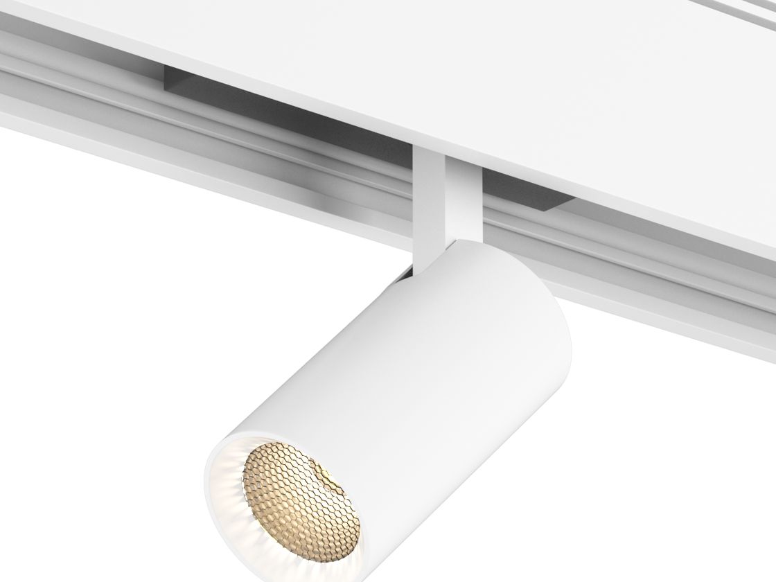 Трековый светильник SY белый с включенным светом