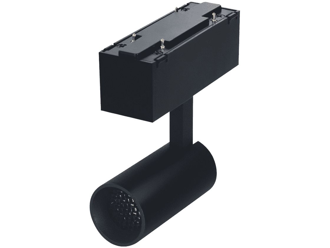 Трековый светильник SY черный, цилиндрический спот, вид сбоку